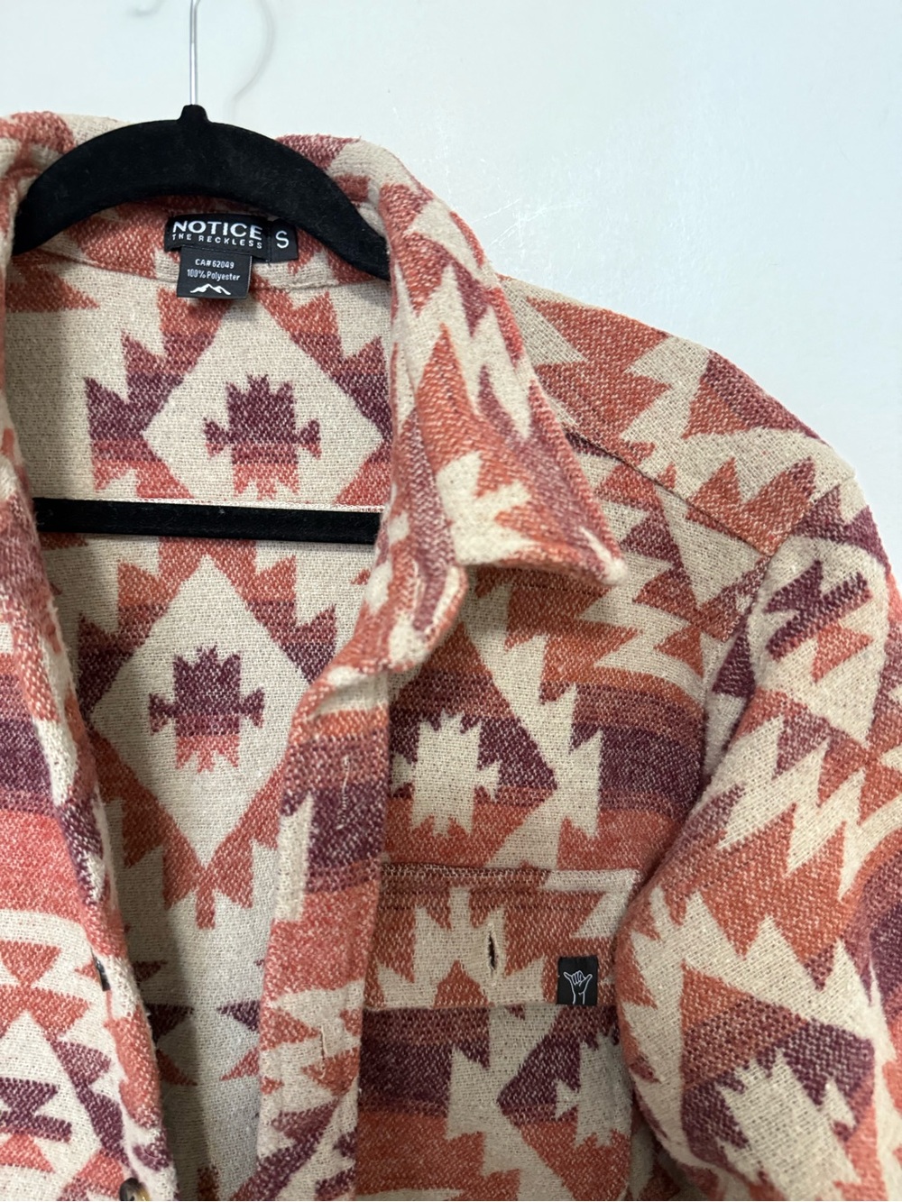 NOTICE Native Pattern Shacket Jacket - Rust & Cream - Picture 2 of 3